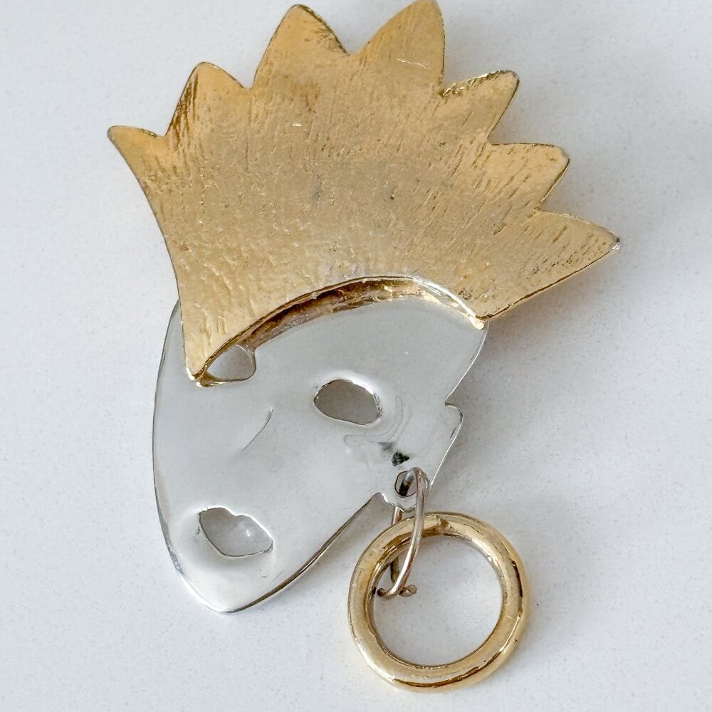 D. Torem Renclif - Mardi Gras Vintage Brooch w/ Crown & Dangling Ring